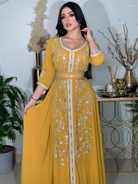 Ethnic Clothing India Muslim Abaya Dresses Women Wedding Evening Party Dress Elegant Lace-up Turkey Diamond Belted Jilbab Morocco Caftan