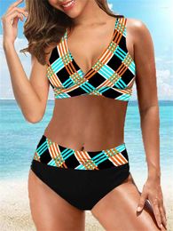 Women's Swimwear Bikini Women Swimsuit 2023 High Waist 2 Piece Bikinis Set V Neck Push Up Bathing Suit For Female Summer Beach Wear