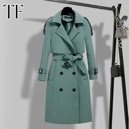 Women's Trench Coats Autumn Korean Trench Coat for Women Adjustable Waist Solid Long Coats Winter Clothes Plus Size Office Lady Windbreaker Jackets 231030