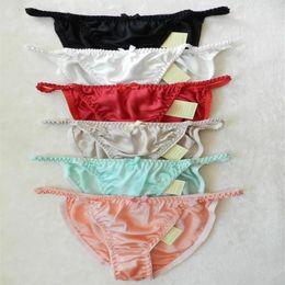 Yavorrs 6 Pieces Pure 100% Silk Women's String Bikini Panties Underwear337L