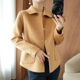 Women's Wool Blends Autumn And Winter Wool Double-Sided Coat Women's Short Section Small Doll Collar Mother Woolen Coat Slim Casual 231030