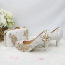 Dress Shoes BaoYaFang White Wedding With Matching Bags Bride High Heels Platform Woman Ladies Party Shoe Bag Set Fashion Pumps