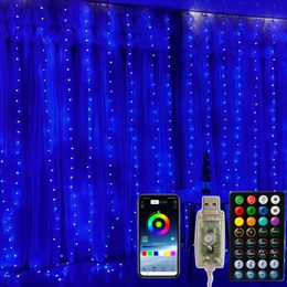 Christmas Decorations Holiday Lighting LED String Curtain Garland APP RGB Dream Colour Flash Music Timer Function USB Light Home Decoration 231030