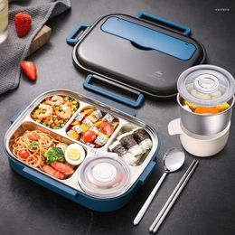 Dinnerware QWE123 Stainless Steel Insulated Lunch Box Student School Multi-Layer Tableware Bento Container Storage Breakfast