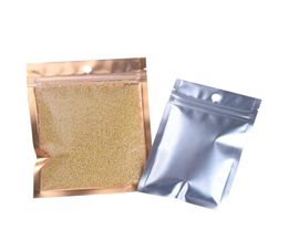 8x13cm Gold Plastic Bags Resealable MatteClear Dried Food Candy Smell Proof Storage Zipper Bag with Hang Hole 100pcslot 496 R26998973