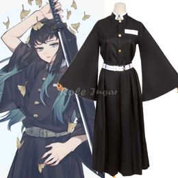 Tokitou Muichirou Cosplay Costume Japanese Anime Demon Slayer Black Uniform Sets Wig Adult Kids Halloween Party Clothes