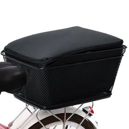 Panniers Bags Rear Bike Basket Cycling Bag Large Capacity Metal Wire Bicycle Waterproof Rainproof Cover 231030