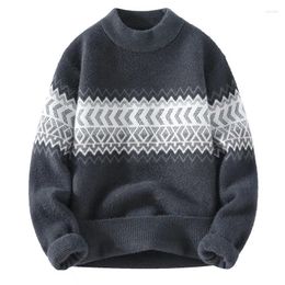 Men's Sweaters #4328 Winter Mohair Knitted Pullover Men Long Sleeve Slim Warm Knitwear And Pullovers Thick Gray White Khaki