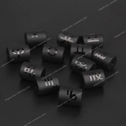 12 Zodiac Beads Charms Matte Black Onyx Constellation Beads Cylinder Pendant For DIY Making Jewelry Findings Bracelets Neckalces Fashion JewelryBeads bead black