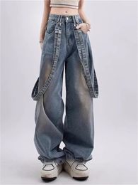 Women's Jeans 2024 Women Y2K 90s Vintage Blue Korean Fashion Retro Wide Leg Overalls Oversized Harajuku Hippie Streetwear Denim Pants