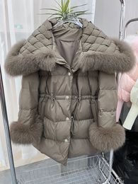 Women's Down Parkas Fashion Winter Natural Fur Collar Coats Women Goose Down Jacket Outwear Female Luxury Coats Loose Parka Puffer Jackets 231031