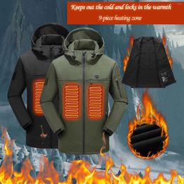 Men's Vests Mens Fall/Winter 9 Heating Areas Jackets Coats Suit Keep Warm Electric Vest Jacket Thermal Camping For