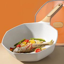 Pans Octagonal Wok Pan Frying Non-stick Pot Household Egg Steak Cooking Pots Gas Stove Induction Universal Cooker Nonstick