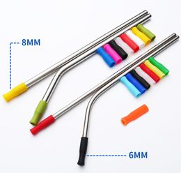 11 Colours Metal Straws Silicone Tips Fit for 6mm Wide Stainless Steel Straw 8mm