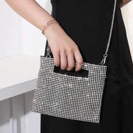 Evening Bags Shiny Rhinestone Bag Women Diamonds Party Handbags Chains Shoulder Crossbody Crystal Small Tote Silver B596