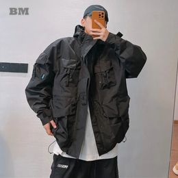Men's Jackets Mountain Series Outdoor Multi Pocket Hooded Cargo Japanese Streetwear Waterproof Coat Harajuku Casual Tops Men Clothing 231031