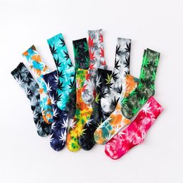 Tie dyed medium tube socks, men's sports socks, European and American trendy socks, high top women's cotton socks, street trendy Coloured socks wholesale