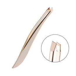 1 Pcs Professional Stainless Steel Hair Removal Eye Brow Eyebrow Tweezers Clip Pearl Gold Women Beauty Makeup Tools284A