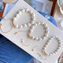 Charm Bracelets 5Pcs Shell Pearls Gold Color Beads For Women Friendship Adjustable Jewelry Classic Romantic Fashion Party Gift