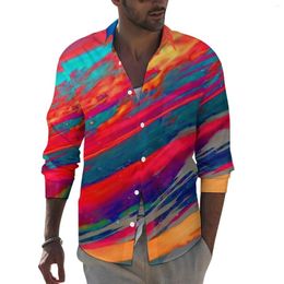 Men's Casual Shirts Abstract Sunset Men Trippy Nebula Print Shirt Long Sleeve Cool Harajuku Blouses Spring Pattern Clothing Big Size