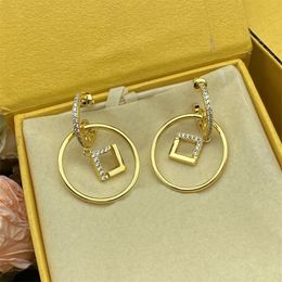 Designer Gold Earrings For Women Silver Fashion Classic Earrings Jewellery Crystal Letters Earring Luxury Womens Wedding Gifts Hoop Ear Studs