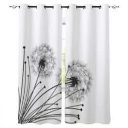 Curtain Dandelions White Window Curtains Home Living Room Kitchen Textile Decoration Bedroom 231031