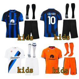 kids kits 2023 2024 LUKAKU soccer jerseys BARELLA LAUTARO ERIKSEN INTERS DZEKO CORREA S UNIFORMS VIDAL 23 24 football shirt