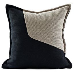 Pillow Home Decor Cover Decorative Case Modern Simple Luxury Ivory Black Patchwork Blend Fabric Sofa Chair Bedding