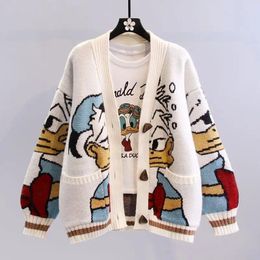 Damenwesten Fauler Wind Lose Vielseitige verdickte Strickjacke Hoodies Japanische Cartoon-Pullover-Mantel-Frauen-Herbst-Winter-Pullover