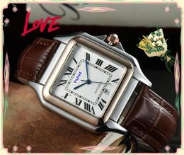 Famous Classic Designer Mens Watch Luxury Fashion Square Roman Tank Ultra Thin Clock Genuine Leather Strap Quartz Wholesale Price Wristwatch Gifts