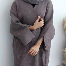 Ethnic Clothing Autumn Winter Abaya Muslim Woman Thick Glitter Wrinkled Fabric Kimono Cardigan Dubai Turkey Islamic Hijabi Coat Ramadan
