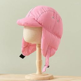 Berets Retro Padded Bomber Hats Men Autumn And Winter Korean Version Simple Thickened Windproof Warm Ear Protective Women's Caps