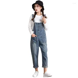 Women's Jeans Denim Overalls Female Strap Blue Loose Casual Wide Leg Suspenders Big Size 5xl 6xl Jumpsuits Pants