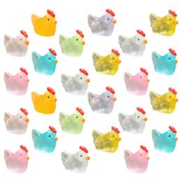 Garden Decorations 24 Pcs Animal Decor Desktop Miniature Chick Figurines Resin Micro Landscape Ornament Chicken Statue