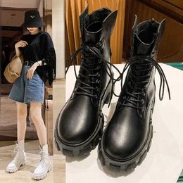 Winter Plus Velvet Ankle Boots For Women Fashion New 2021 Snow Boots Ladies Shoes Warm Lace Up Female Short Motorcycle Booties