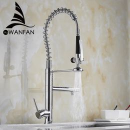 Kitchen Faucets Faucet Chrome Brass Tall kitchen faucet mixer Sink Pull Out Spray Single Handle Swivel Spout Mixer Taps MH4829 231030