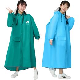 Rain Gear Children's Waterproof Raincoat For Teenagers Large Brim Plus Size Poncho With Reflective Strip Long Coat Junior Student 231031