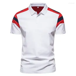 Men's Polos Summer Men Cootrast Colour Short Sleeve Polo Shirts England Style Fashion Business Casual Sports Versatile Loose Tops