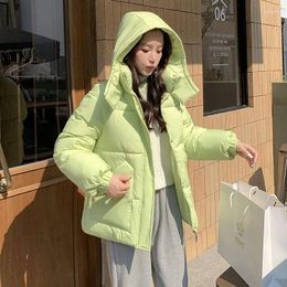 Women's Trench Coats Winter Thick Warm Down Cotton Jacket Women Turtleneck Hooded Parka Quilted Puffer Long Sleeve Solid Pockets Korean Coat