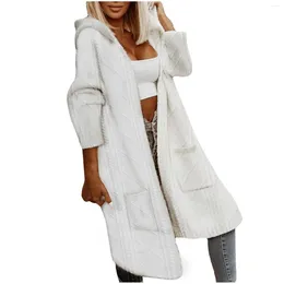 Women's Trench Coats Fashion Solid Colour Loose Long Sleeve Pocket Button Cardigan Jacket Coat Female Warm Hooded Maxi Kint 2023