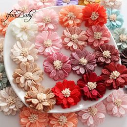 Hair Accessories 45CM Fabric Flowers With Stamen For Hairband Apparel 22 Colors 100PCS 231031