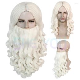 Party Supplies Santa Claus Beard Wig Full Set Fancy Dress Up White Wigs Role Play Holiday Hair Christmas Halloween Year Decoration