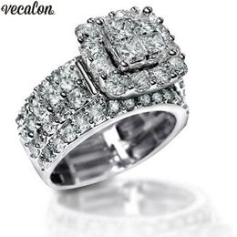 Vecalon Luxury Lovers Promise Ring 925 sterling silver Diamond Cz Engagement Wedding band rings for women Men Jewellery Gift227f