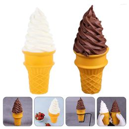 Party Decoration 2 Pcs Simulation Ice Cream Adorable Toy Lovely Mini Foods Small Modeling Figurine Cakes Ice-cream Po Prop Cone Statue