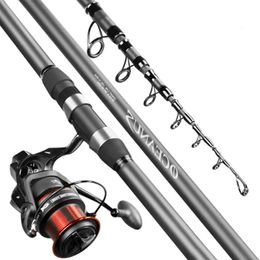 Boat Fishing Rods 2.4m 5.4m High Carbon Fibre Telescopic Rod and Reel Combo Set Carp Super Hard Rock Long Throwing Sea Pole Spinning Reels 231030
