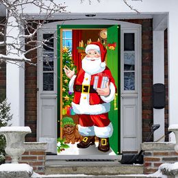 New Year Christmas Background Decoration Hanging Cloth Christmas Door Background Cloth Party Decoration Tapestry Door Cover 2900