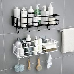 Bathroom Shelves Japanese style wrought iron bathroom shelf wall mounted shower gel storage rack toilet free punch toiletry stand 231031