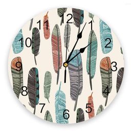 Wall Clocks Coloured Feather Clock For Home Decoration Living Room Quartz Needle Hanging Watch Modern Kitchen