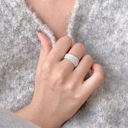 925 sterling silver multi-thread open plain ring ring simple Jewellery