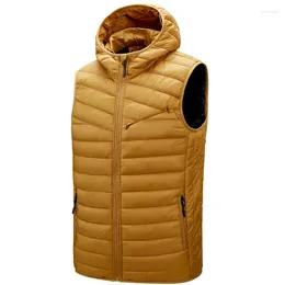 Men's Vests Fashion Solid Colour Hoodies Waistcoat Men Casual Simple Warm Bubble Jackets And Coats Autumn Winter Clothing